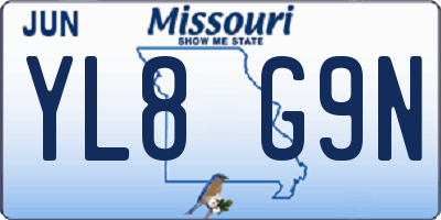 MO license plate YL8G9N