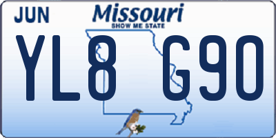 MO license plate YL8G9O