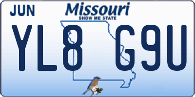 MO license plate YL8G9U