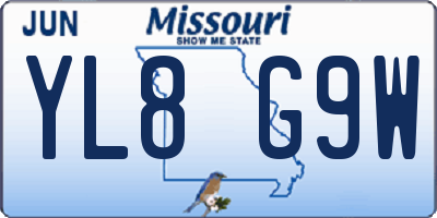 MO license plate YL8G9W