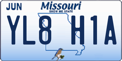 MO license plate YL8H1A