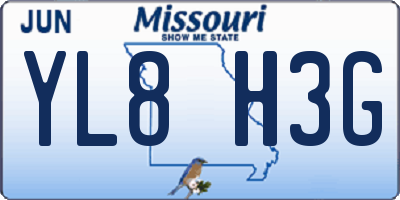 MO license plate YL8H3G