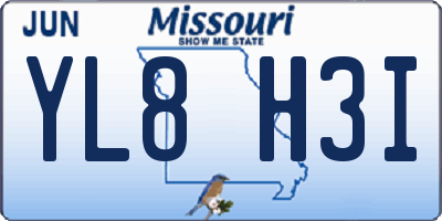 MO license plate YL8H3I