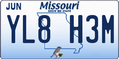 MO license plate YL8H3M