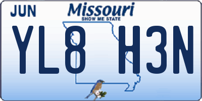 MO license plate YL8H3N