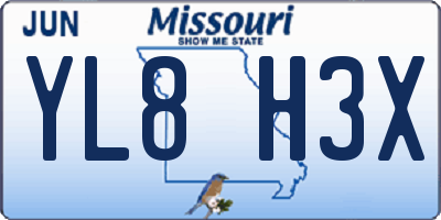MO license plate YL8H3X
