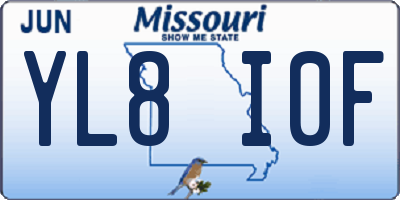 MO license plate YL8I0F