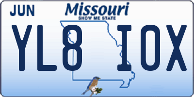MO license plate YL8I0X