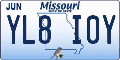 MO license plate YL8I0Y