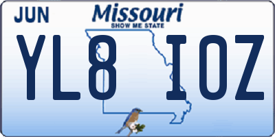MO license plate YL8I0Z