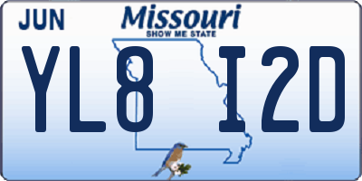 MO license plate YL8I2D