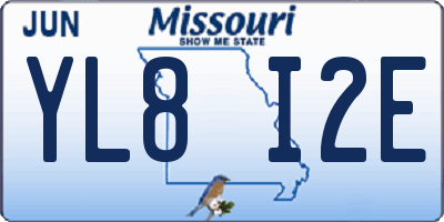 MO license plate YL8I2E