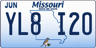 MO license plate YL8I2O