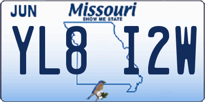 MO license plate YL8I2W