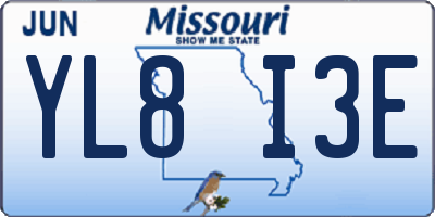 MO license plate YL8I3E