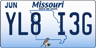 MO license plate YL8I3G
