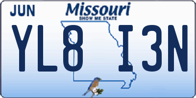MO license plate YL8I3N