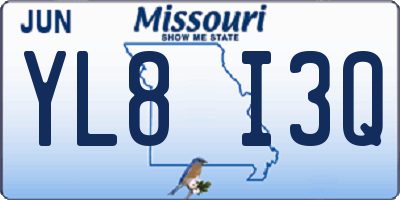 MO license plate YL8I3Q