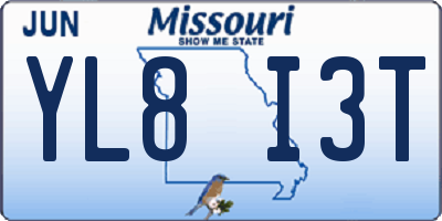 MO license plate YL8I3T