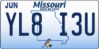 MO license plate YL8I3U