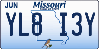 MO license plate YL8I3Y