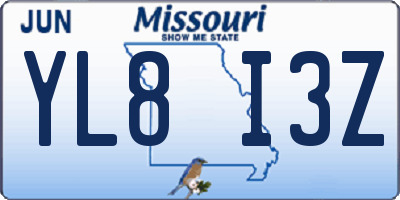 MO license plate YL8I3Z