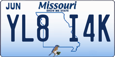 MO license plate YL8I4K