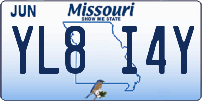 MO license plate YL8I4Y
