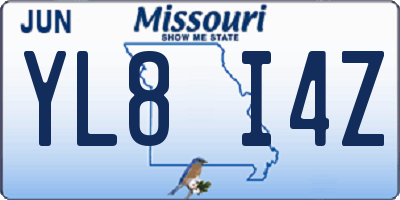 MO license plate YL8I4Z