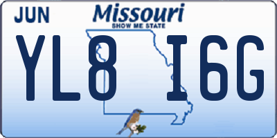 MO license plate YL8I6G