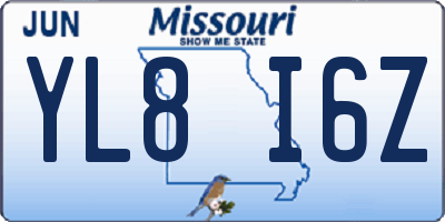 MO license plate YL8I6Z