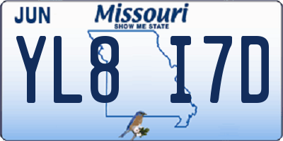 MO license plate YL8I7D