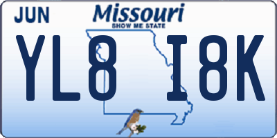 MO license plate YL8I8K