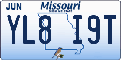 MO license plate YL8I9T