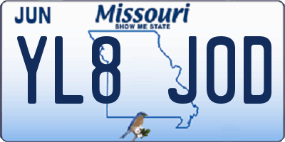 MO license plate YL8J0D