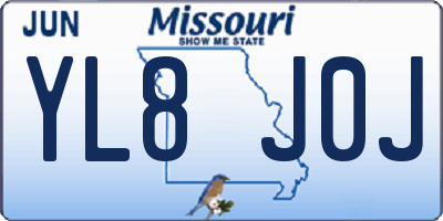 MO license plate YL8J0J
