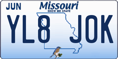 MO license plate YL8J0K