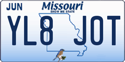 MO license plate YL8J0T