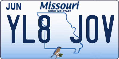 MO license plate YL8J0V