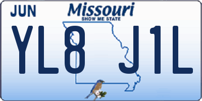 MO license plate YL8J1L