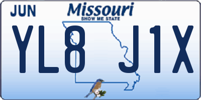 MO license plate YL8J1X