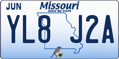MO license plate YL8J2A