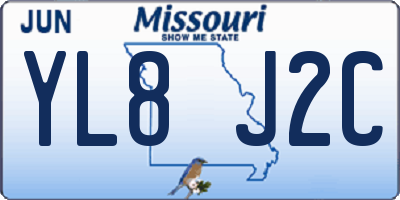 MO license plate YL8J2C