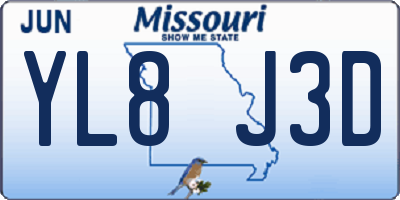 MO license plate YL8J3D