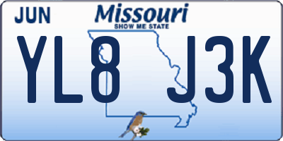 MO license plate YL8J3K