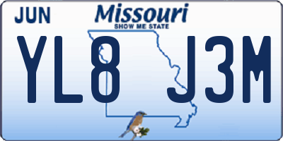 MO license plate YL8J3M