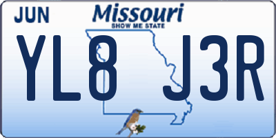 MO license plate YL8J3R