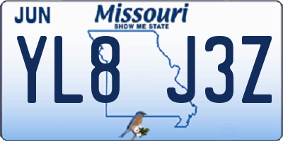 MO license plate YL8J3Z