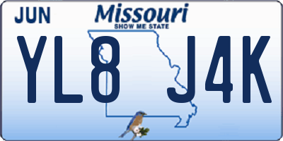 MO license plate YL8J4K