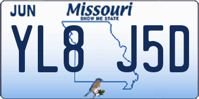 MO license plate YL8J5D